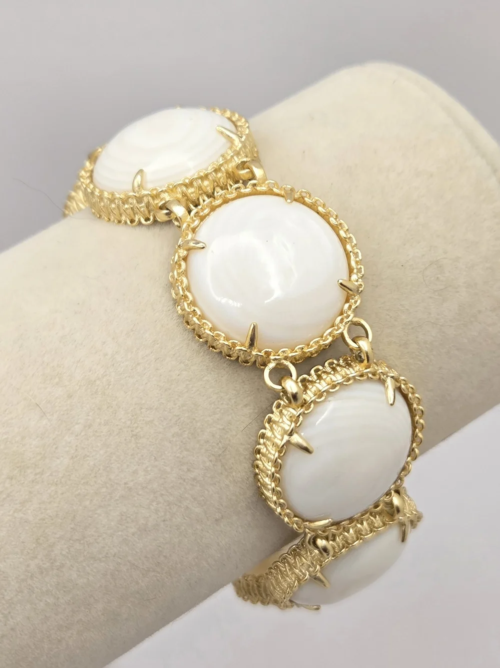 Kendra Scott Gold Tone White Banded Agate Link Bracelet